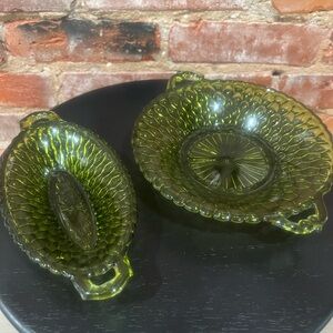 Elegant Green Glass Serveware Set